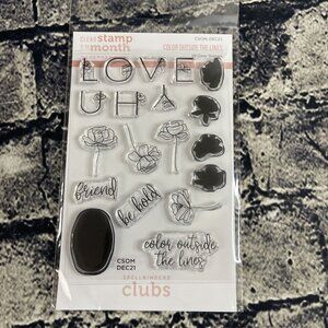 Spellbinders Color Outside The Lines CSOM-DEC21  19 Piece Clear Stamp Set